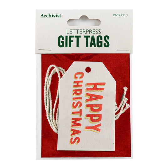 Letterpress Gift Tags - HAPPY CHRISTMAS - Rosemary & Ridgway